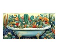 Bimkole 5D Forme Speciali Grande Diamond Painting Kit Completo Fai da Te Cactus, Piante Verdi Pittura Diamante Punto Croce Strass Arte E Creazione Di Mosaico Decorazione Murale Artigianale 30x60 cm