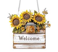 Bimkole Diamond Painting pendente Girasoli, Segno Pittura Con Diamanti 5D Da Appendere, Per La Decorazione Di Finestre E Porte Della Parete Della Casa Del Giardino 20x20 cm