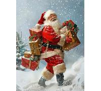 Bimkole DIY 5D Diamond Painting Kit Completo Fai da Te Babbo Natale, Regalo Pittura Diamante Punto Croce Strass Arte E Creazione Di Mosaico Decorazione Murale Artigianale 30x40cm