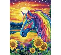 Bimkole DIY 5D Diamond Painting Kit Completo Fai da Te Cavallo, Animale Girasole Pittura Diamante Punto Croce Strass Arte E Creazione Di Mosaico Decorazione Murale Artigianale 30x40 cm