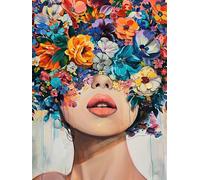 Bimkole DIY 5D Diamond Painting Kit Completo Fai da Te Fiore, Donna Pittura Diamante Punto Croce Strass Arte E Creazione Di Mosaico Decorazione Murale Artigianale 30x40cm
