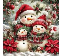 Bimkole DIY 5D Diamond Painting Kit Completo Fai da Te Pupazzo Di Neve, Natale Pittura Diamante Punto Croce Strass Arte E Creazione Di Mosaico Decorazione Murale Artigianale 30x30 cm
