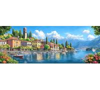 Bimkole DIY 5D Grande Diamond Painting Kit Completo Fai da Te Città Sul Lago, Paesaggio Pittura Diamante Punto Croce Strass Arte E Creazione Di Mosaico Decorazione Murale Artigianale 30x80 cm