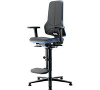 bimos lavoro sedia girevole Neon con rotelle e aufstieg Aiuto Blu sedile - H. 590 - 870 mm