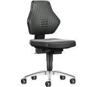 BIMOS | Sedia girevole da lavoro AIR FLOW | con rotelle | similpelle nera