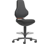 BIMOS | Sedia girevole da lavoro TEXON Laboratorio+Produzione | con rotelle di arresto a seduta avvenuta + anello poggiapiedi | range di regolazione in altezza 570-810 mm | Supertec | nero