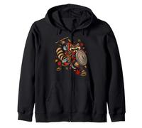 Bin Raider Raccoon Japanese Ukiyo-e Warrior Raccoon Felpa con Cappuccio