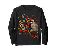 Bin Raider Raccoon Japanese Ukiyo-e Warrior Raccoon Maglia a Manica
