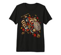 Bin Raider Raccoon Japanese Ukiyo-e Warrior Raccoon Maglietta Premium