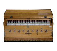 BINA Sangeet, Harmonium in USA, colore naturale, 9 stop, 3 1/2 ottave, doppia canna, accoppiatore, borsa in nylon, Kirtans, Bhajans Strumento musicale indiano (PDI-BJB)