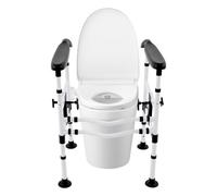 Binari di sicurezza per WC, supporto per WC, supporto per WC per donne incinte e anziani, adatti per la maggior parte dei servizi igienici, pieghevoli (nero)