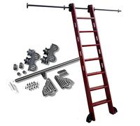 Binari mobili per scale, Binario scorrevole del acciaio al carbonio del corredo dell'hardware della scala con le ruote 3.3-20ft/100-600cm(10ft/300cm Track kit)