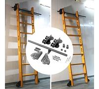 Binari mobili per scale, Kit binario for scala scorrevole da 3,3 piedi-20 piedi con ruote a rulli e hardware(6.6ft/200cm Track Kit)