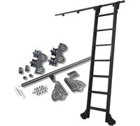 Binari mobili per scale, Kit binario for scala scorrevole in acciaio nero di varie dimensioni con ruote a rulli da pavimento(13ft/400cm Track Kit)