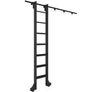 Binari mobili per scale, Kit binario for scala scorrevole in acciaio nero di varie dimensioni con ruote a rulli da pavimento(10ft/300cm Track Kit)