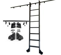 Binari mobili per scale, Kit hardware for binari con scaletta for libreria con ruote a rulli da pavimento, dimensioni multiple(10ft/300cm)