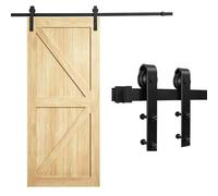 Binari per porte della stalla Raccordi porte scorrevoli Rulli silenziosi | Ferramenta per porte scorrevoli e binari per porte per porte in legno da cucina e bagno(8.2ft/250cm)