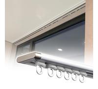 Binari per tende da soffitto con rulli, asta piatta invisibile per divisorio, 1,1 m, asta per tende bianca, perfetta per la decorazione della casa e la separazione degli spazi.