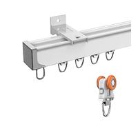 Binari per tende da soffitto/pareti, set completo di aste per tende singolo/doppio, con accessori per il montaggio, elegante decorazione per la casa, divisorio per la privacy, colore bianco