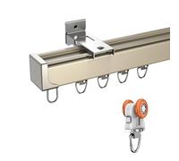 Binari per tende da soffitto/pareti, set di guide singole/doppie per la decorazione della casa, include tutti gli accessori di installazione, perfetti per la privacy, divisorio color champagne