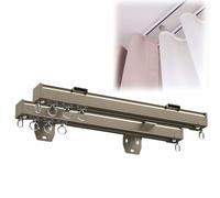 Binari per Tende in Alluminio con rulli silenziosi - Montaggio a soffitto e a Parete, binari Doppi per divisori, Ideali per Soggiorno, Camera da Letto, Armadio e Porta Scorrevole (Champagne,