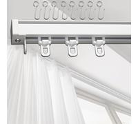 Binari per tende in alluminio per parete del soffitto, spessore 2 mm, da 50 cm a 600 cm, aste singole regolabili, include ganci e pulegge, sistema di scorrimento silenzioso liscio