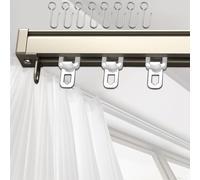 Binari per tende in alluminio per parete del soffitto, spessore 2 mm, guide singole da 50 cm a 600 cm, sistema scorrevole silenzioso con ganci e pulegge per un funzionamento regolare