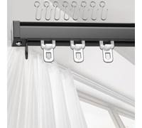 Binari per tende in alluminio per parete del soffitto, spessore 2 mm, lunghezze individuali da 50 cm a 600 cm, include ganci e puleggia, sistema scorrevole silenzioso