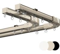Binari per tende in lega di alluminio, binario a soffitto, binario a parete, aste per tende a binario singolo/doppio per carichi pesanti con angolo di 90 gradi, con curve ad angolo di 90° per finestre