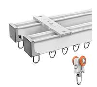 Binari per tende per montaggio a soffitto/pareti, set completo di binari singoli/doppi con raccordi di installazione, ideale per la decorazione della casa e il divisorio per la privacy, colore bianco