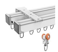 Binari per tende per montaggio a soffitto/pareti, set di aste singole/doppie per la decorazione della casa, tutti gli accessori di installazione inclusi, binario divisorio bianco per la privacy
