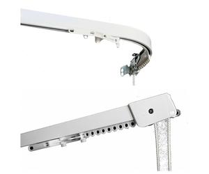Binari per Tende su Misura - Scorritenda Con Curve o Lineari Personalizzabili in Alluminio Bianco, Fissaggio Parete o Soffitto - Attacco: Parete, Dimensione: 320 CM, Apertura: Centrale, Tipologia: Lin