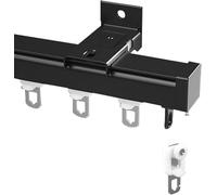 Binari silenziosi per tende in alluminio tende tende da binario divisore, pista dritta pesante , supporto a parete del soffitto, robuste aste di tenda in alluminio, F, nero (supporto laterale), 5