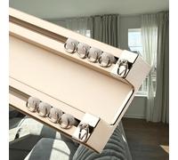 Binari Tende Soffitto scorrevoli, Binario Per Tende Doppia, 60/120/180/250/350/460/500/680cm Kit Binario for Interno/Esterno, finestre, divisorio(Gold,3.0m)