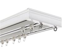 Binario a soffitto per tende a doppia guida silenzioso, Lunghezza Personalizzabile 4,6 metri, Robusta Guida Scorrevole in Alluminio Bianco per Soggiorno Camera, Supporto per soffitto, 7ft/2,1 m/84in