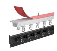 Binario autoadesivo per tende, 1 m e 5 m, montaggio a parete e a soffitto, per tende da doccia, divisori, facile da installare, versatile, bianco (3,7 m)