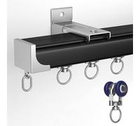 Binario Curtai Nero per Garage/Stanza Livig/Aula, Ospedale/Camera da Letto Sistema di Binari Divisori Slidig con Ganci A Rullo Ad Ed cap, Coetti Icludig, Wall Mount, 2m/6.5ft