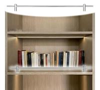 Binario di Protezione per Scaffale Set di Binari di Protezione per Libreria, Lunghezza 20-100 cm, Fermaglio per Barra di Contenimento per Pensili da Cucina/Scarpiera, Palo(Silver,56cm/22.0")