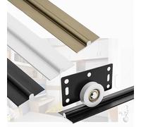 Binario di terra zincato per impieghi gravosi - Binari scorrevoli per cancelli carrabili, binario di base in acciaio resistente alla ruggine per recinzioni(Black,L 43.3in/110cm)