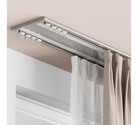 Binario doppio binario per tende da 1,2 m a 5,8 m, silenzioso, in alluminio, per divisorio, camera da letto e balcone, finitura champagne, lunghezza 360 cm, resistente ed elegante