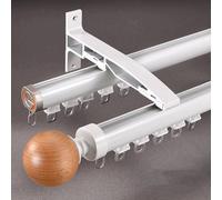 Binario doppio for tende Asta for tende Montaggio a parete Nero/bianco/oro Facile da installare Protezione della privacy for spazi aperti(White,1.3m/4.3ft)