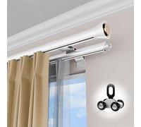 Binario doppio per tenda a 2 strati, asta per tende in alluminio, Binario per tenda a doppia Per Soggiorno E Bagno(White,5.4m(17.7ft))