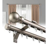 Binario Doppio per Tende da Parete in Alluminio con Scorrimento Silenzioso | Guida Silenziosa a Due Vie per Soggiorno e Camera, Moduli con Giunti e Curva Opzionale(Gray,3.6m(11.8ft))