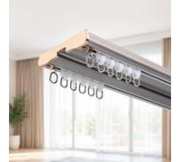 Binario Doppio per Tende Silenzioso in Alluminio per Montaggio a Soffitto | Per Soggiorno e Camera, Scorrimento Fluido, Sezioni oltre 1 m con Giunti Inclusi e Angolo Opzionale(Gray,5m(16.4ft))