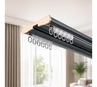 Binario Doppio per Tende Silenzioso in Alluminio per Montaggio a Soffitto | Per Soggiorno e Camera, Scorrimento Fluido, Sezioni oltre 1 m con Giunti Inclusi e Angolo Opzionale(Blauw,3.8m(12.5ft))