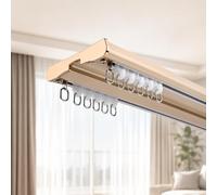Binario Doppio per Tende Silenzioso in Alluminio per Montaggio a Soffitto | Per Soggiorno e Camera, Scorrimento Fluido, Sezioni oltre 1 m con Giunti Inclusi e Angolo Opzionale(Golden,4.4m(14.4ft))