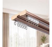 Binario Doppio per Tende Silenzioso in Alluminio per Montaggio a Soffitto | Per Soggiorno e Camera, Scorrimento Fluido, Sezioni oltre 1 m con Giunti Inclusi e Angolo Opzionale(Brown,3.4m(11.2ft))