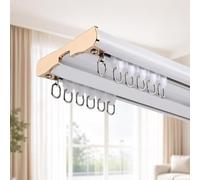 Binario Doppio per Tende Silenzioso in Alluminio per Montaggio a Soffitto | Per Soggiorno e Camera, Scorrimento Fluido, Sezioni oltre 1 m con Giunti Inclusi e Angolo Opzionale(White,4.9m(16.1ft))
