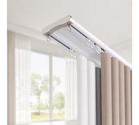 Binario doppio silenzioso in alluminio spesso per montaggio a soffitto | Sistema scorrevole con raccordi, spedizione in sezioni oltre 1 metro e adattatore angolare opzionale(White,4.2m(13.8ft))