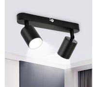 Binario Faretti Soffitto 2 Vie Faretto Orientabile GU10 Metallo Nero Opaco